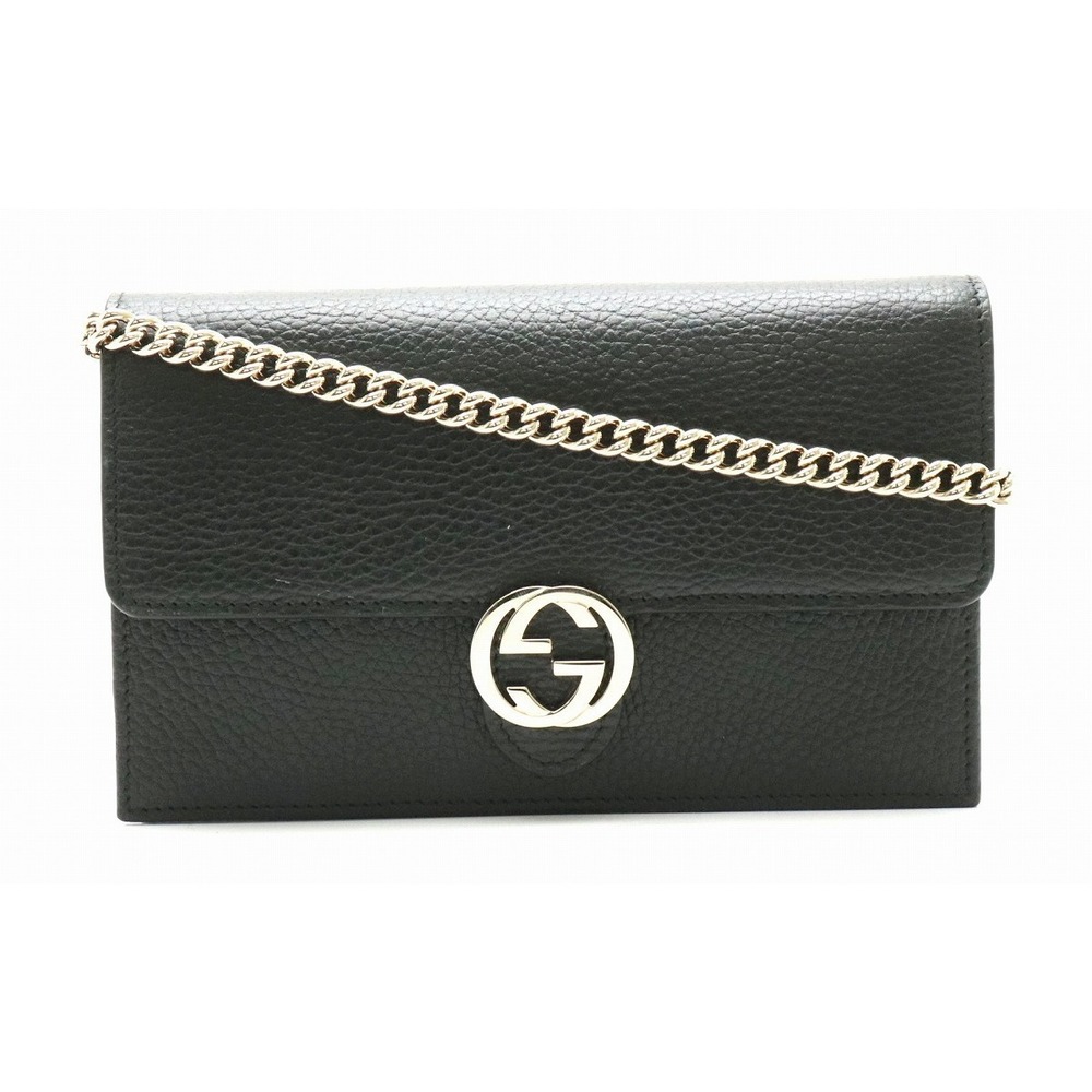 Gucci Interlocking Logo Embossed Leather Chain Wa… - image 1